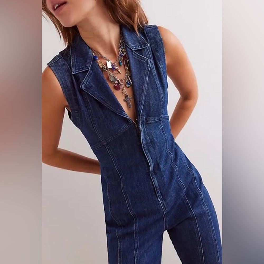 Free People Denim Jumpsuit